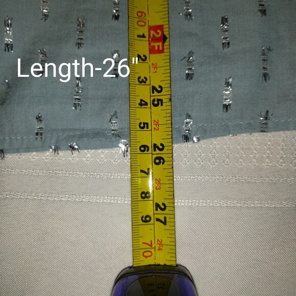 Lauren Conrad Pastel Blue Smock Top Sz L Silver Embellished Square Neck Boho - Picture 12 of 16